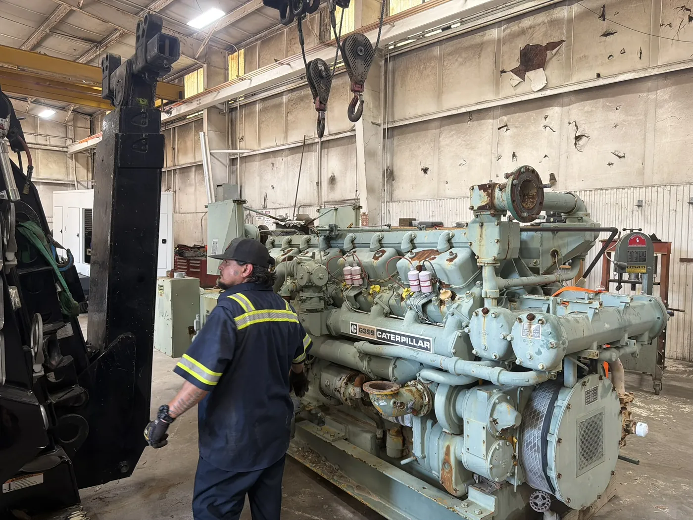 The G399 in our shop for its rebuild